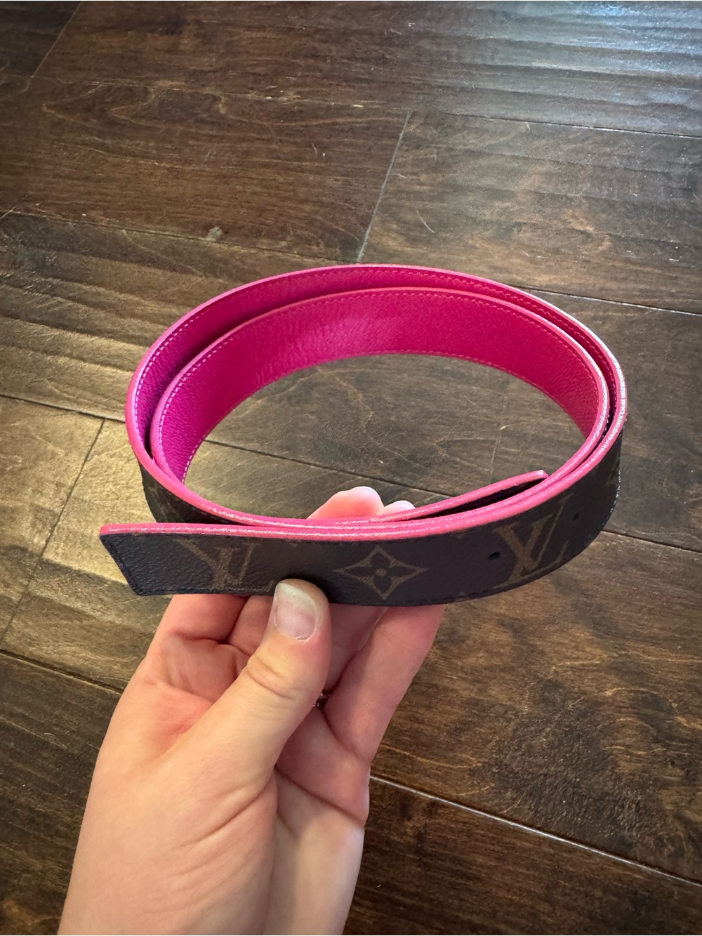 Louis Vuitton Brown Monogram with Pink Reversible Leather Belt Strap
